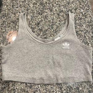 Grey Adidas Crop Top with white logo (not padded)